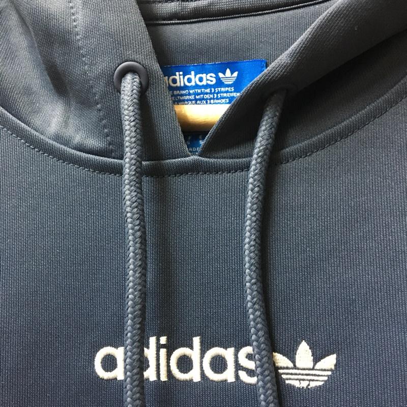 【噢飛炫】ADIDAS TNT TAPE HOODY  復古 三葉草 側袖Logo 長袖連帽T  深藍 XS~L-細節圖4