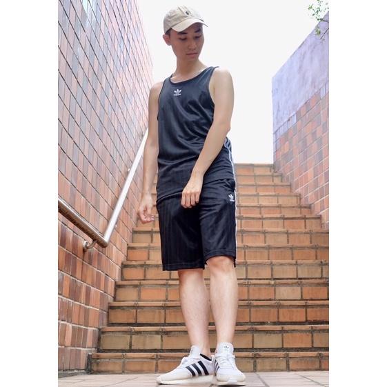 愛迪達 adidas original 復古三葉草logo刺繡 條紋背心 Xs 現貨 黑 男 CV8608-細節圖5