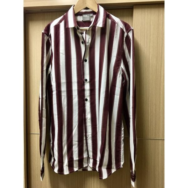 ASOS 紅白粗直條紋襯衫 輕量布料 長袖 Xs現貨 適合165-170 男 九成五新-細節圖2