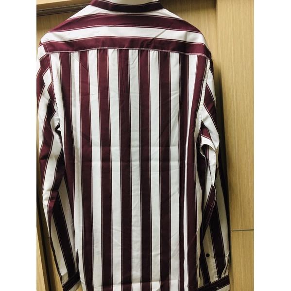ASOS 紅白粗直條紋襯衫 輕量布料 長袖 Xs現貨 適合165-170 男 九成五新-細節圖3