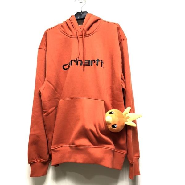 Carhartt WIP 經典LOGO刺繡連帽長袖 橘紅 embroidered hoodie in orange-細節圖5