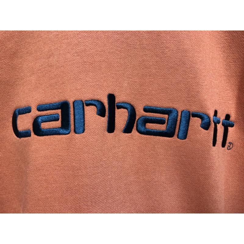 Carhartt WIP 經典LOGO刺繡連帽長袖 橘紅 embroidered hoodie in orange-細節圖6