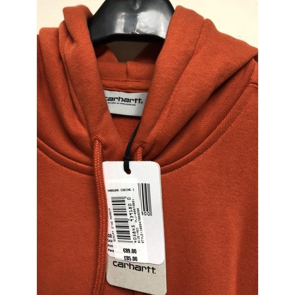 Carhartt WIP 經典LOGO刺繡連帽長袖 橘紅 embroidered hoodie in orange-細節圖7