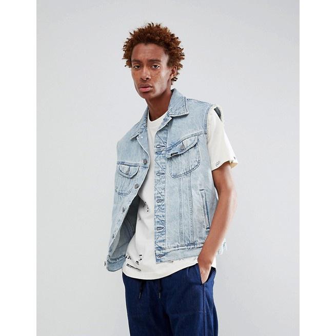 Lee rider vest jacket 騎士牛仔單寧淺水洗背心-細節圖2
