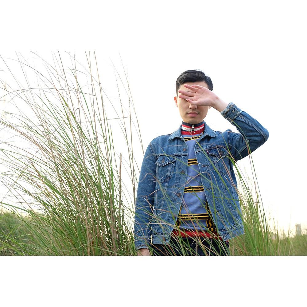 ASOS 天藍色 撞色 色塊拼接 黃黑格紋 紅色圓領 長袖 針織衫 XS 現貨-細節圖2