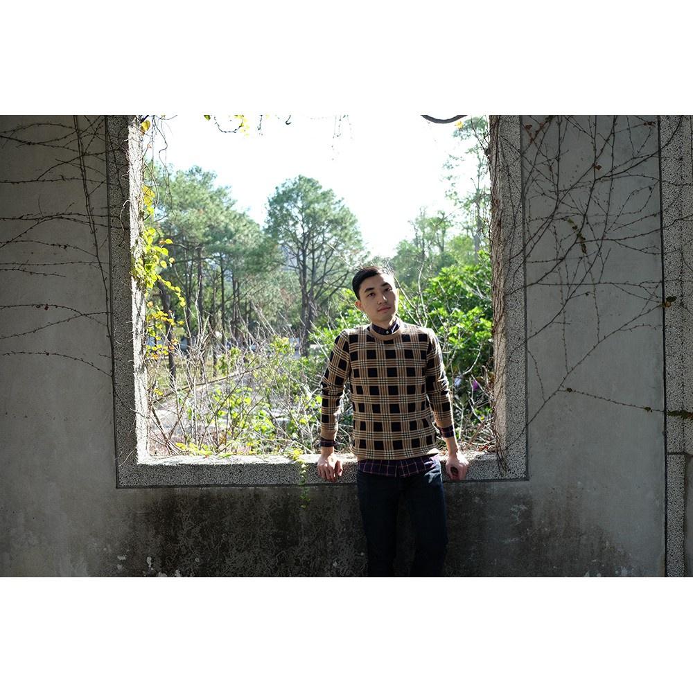 ASOS 鬆餅格紋長袖T 大學T 套頭毛衣 大地色 XS 現貨-細節圖5