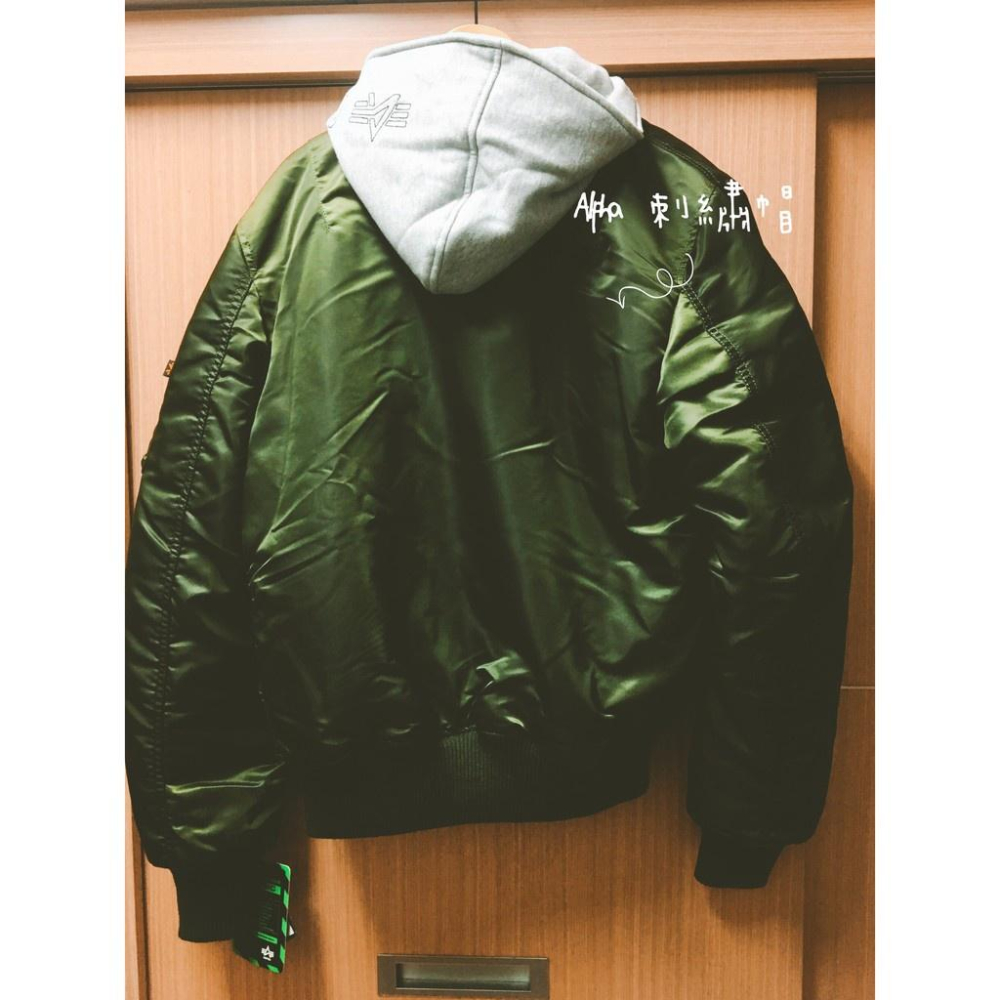 現貨 Alpha Industries MA-1 D-Tec X 綠連帽外套 S號-細節圖3