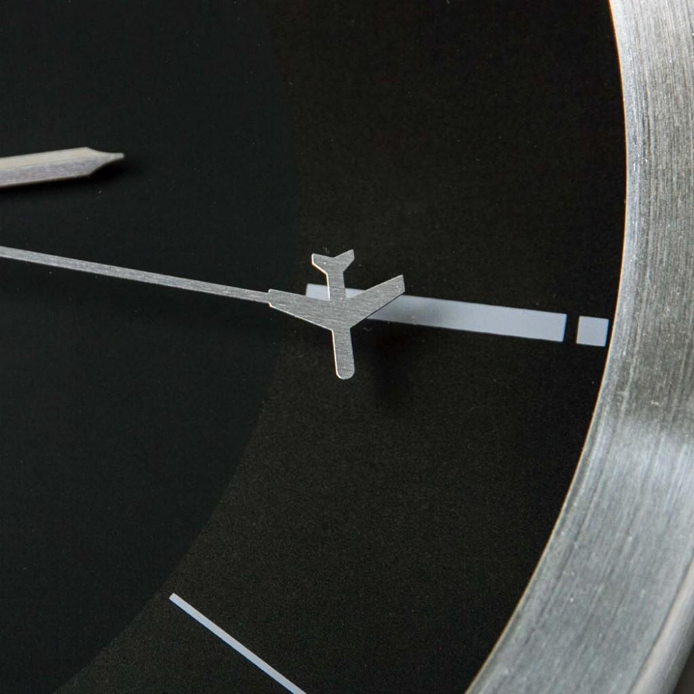 波音官方 旋轉飛機時鐘 飛機造型秒針 黑底銀邊 靜音時鐘 圓形時鐘 ]掛鐘-細節圖2