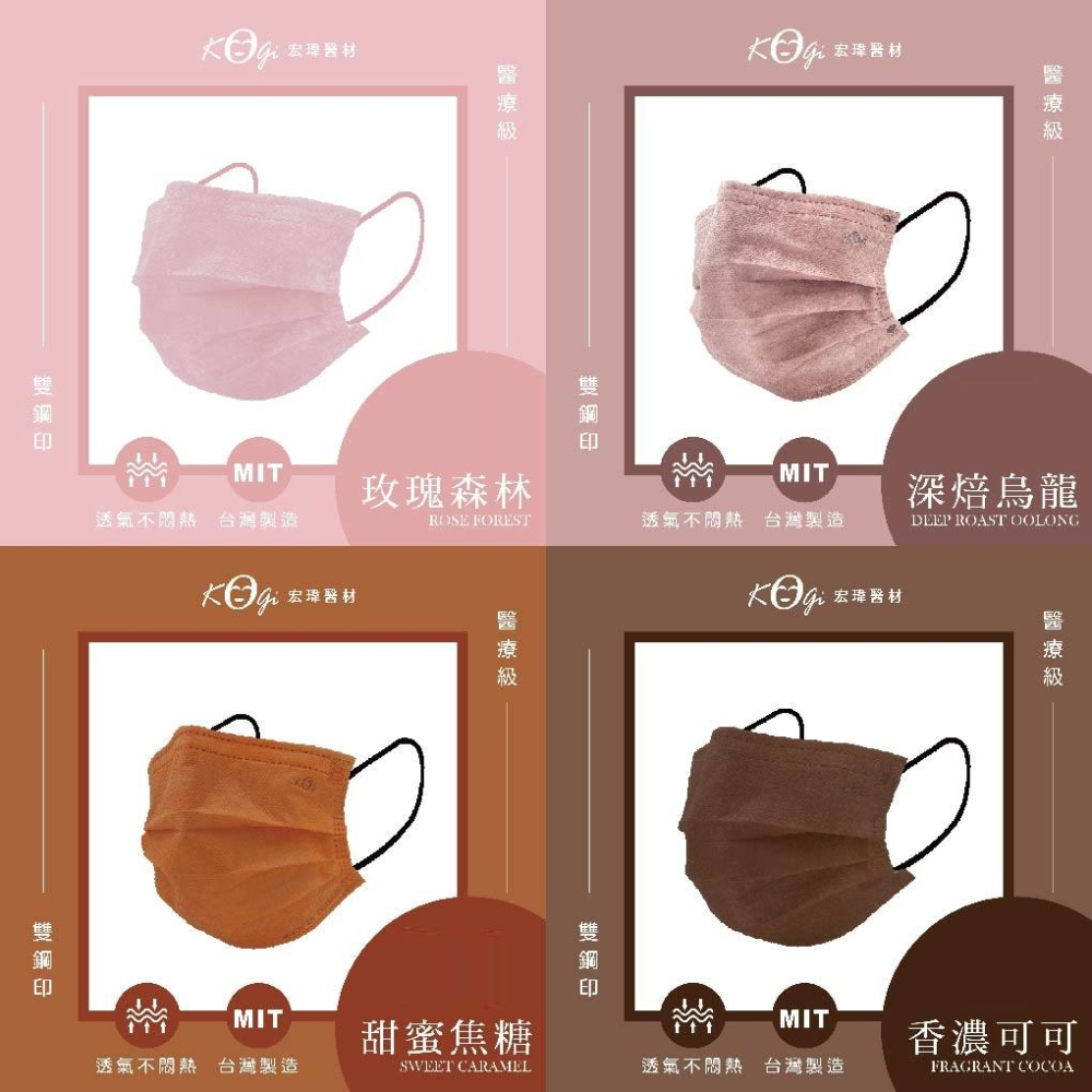 宏瑋醫療口罩 宏瑋 成人醫療用口罩(50片/盒) 滿版口罩 多彩規格 防潑水不織布 熔噴過濾不織布 彈性纖維耳帶-細節圖6