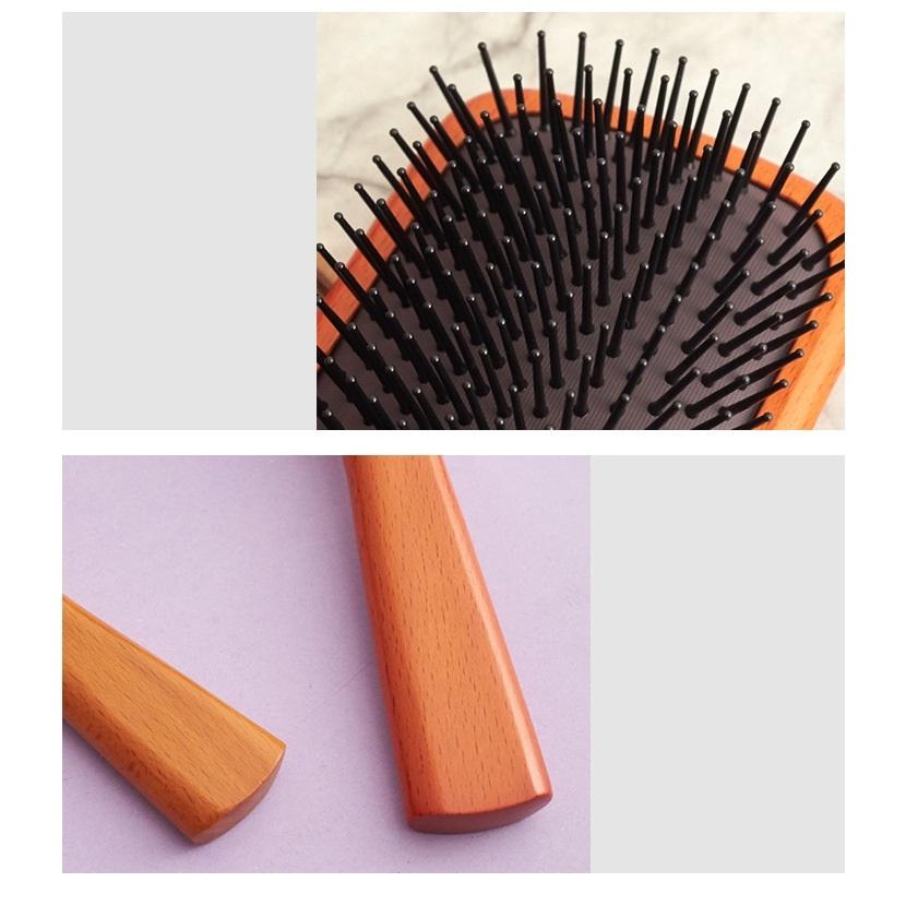 【台灣現貨】氣墊梳 實木氣囊梳 美髮氣墊梳 排骨美髮木梳 家用按摩梳子 櫸木梳子 頭皮按摩 血液循環 不打結 撫平毛躁-細節圖2