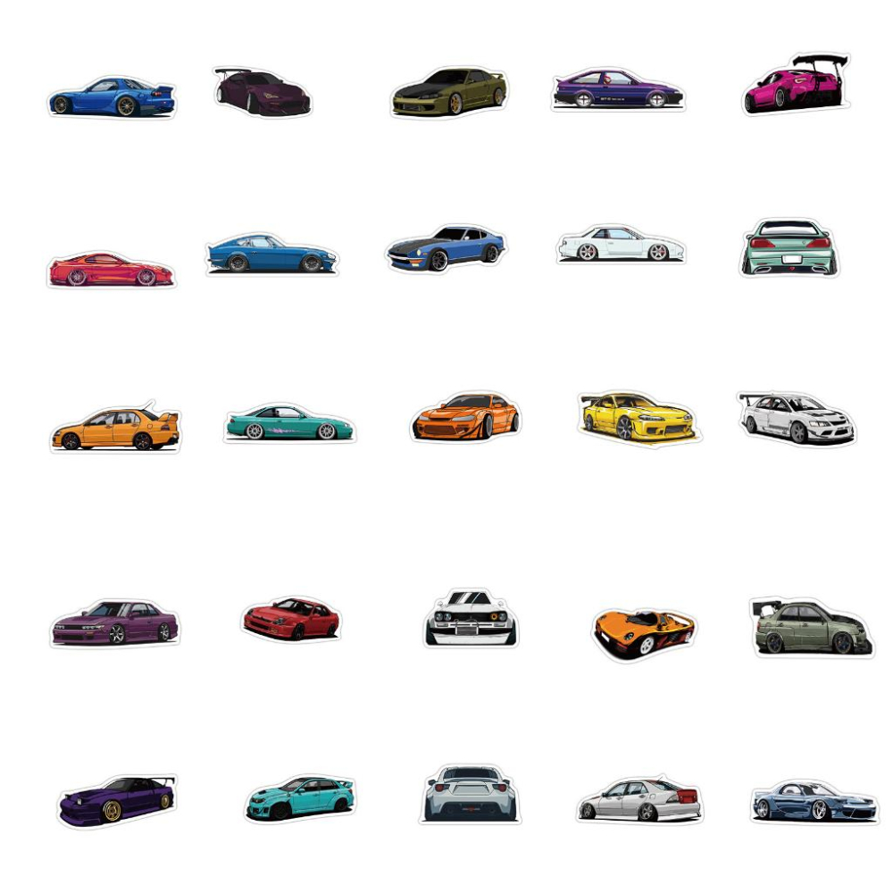 卡通 JDM 日系車貼紙 100張 休旅車貼紙 賽車貼紙 跑車貼紙 行李箱防水貼紙 筆電貼紙 手機貼紙 水壺貼紙 防水貼-細節圖7