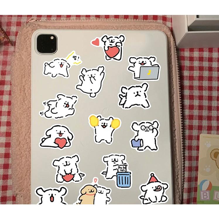 韓國卡通ins 療癒 馬爾濟斯 線條小狗  手繪可愛貼紙 iPad貼紙 手機貼紙 筆電貼紙 行李箱貼紙 旅行箱貼紙-細節圖6