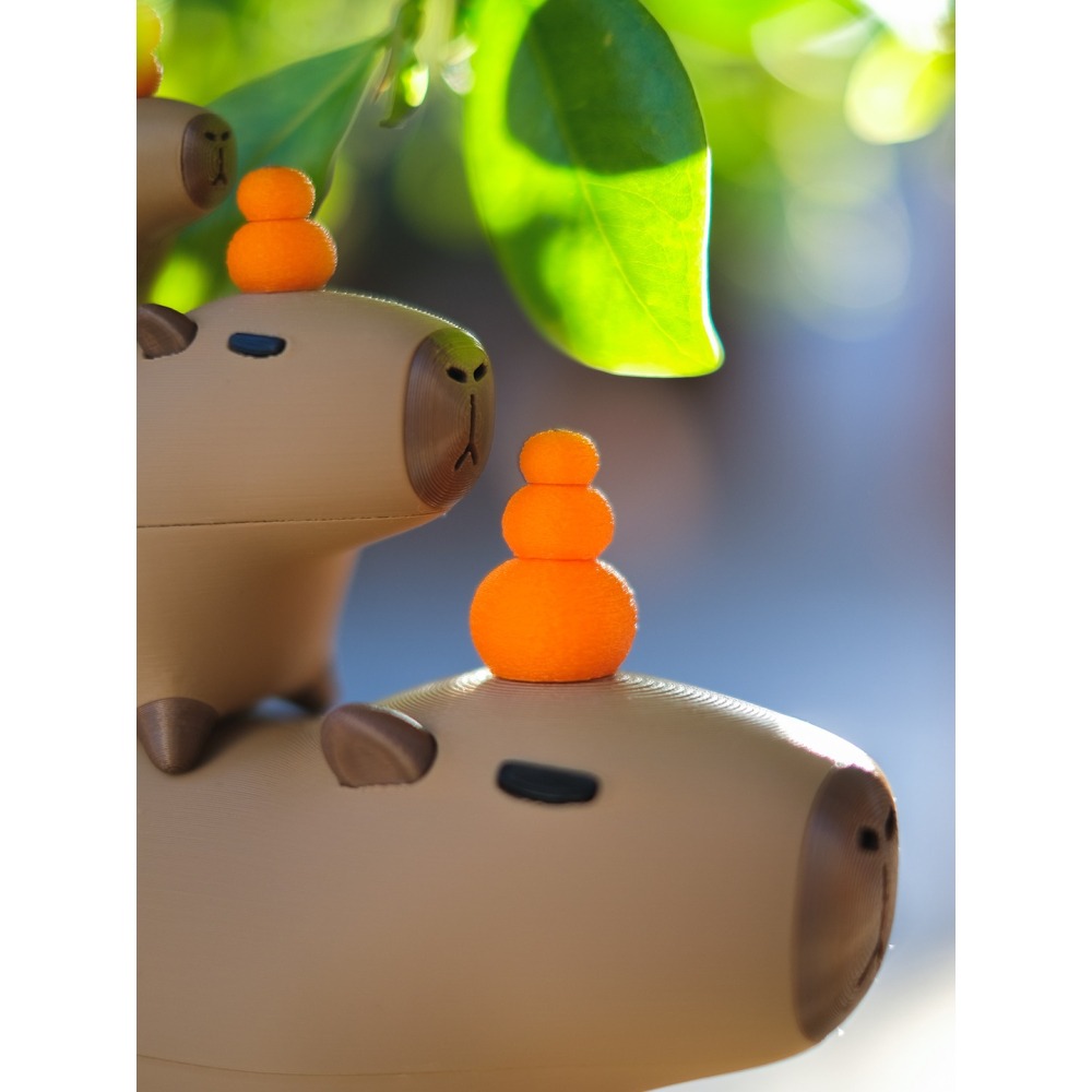 水豚君 疊疊樂 水豚公仔 磁吸三件組 3D列印 可愛的東西 小廢物 水豚君公仔 舒壓小物 解壓玩具-細節圖2