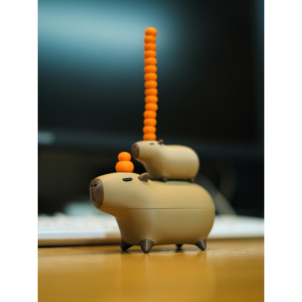 水豚君 疊疊樂 水豚公仔 磁吸三件組 3D列印 可愛的東西 小廢物 水豚君公仔 舒壓小物 解壓玩具-細節圖10