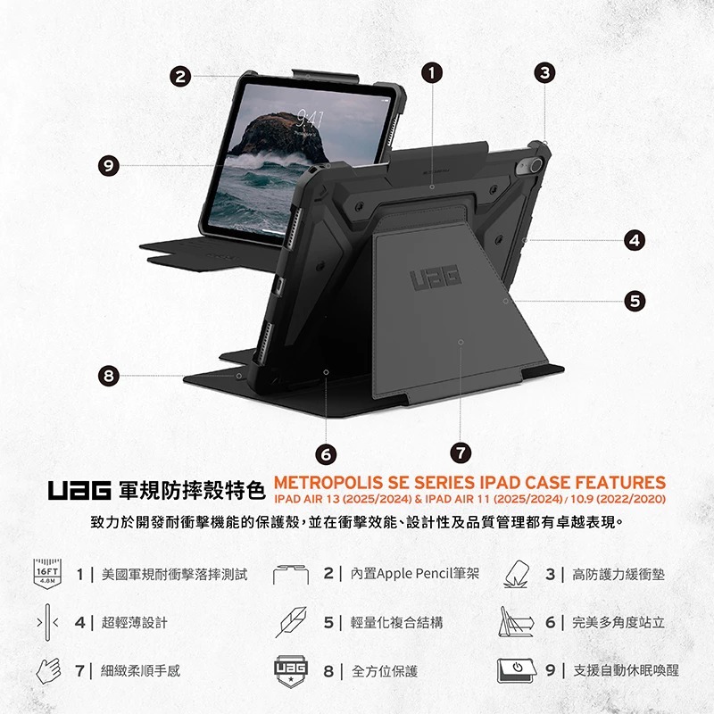 UAG iPad 保護套 平板殼 iPad Air 6 11吋 Air 13吋iPad Pro 11吋 iPad保護殼-細節圖2
