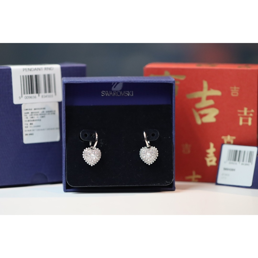 💕59Qoo批發💕女神節禮物❤️❤️ Swarovski 怦然心動 銀色滿鑽愛心耳環 原廠禮盒+購買證明+原廠說明書-細節圖3