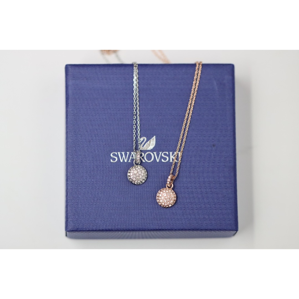 💕59Qoo批發💕女神節禮物❤️❤️ Swarovski 銀色玫瑰金 滿鑽小圓餅鎖骨項鍊  送原廠禮盒+購買證明+原-細節圖4