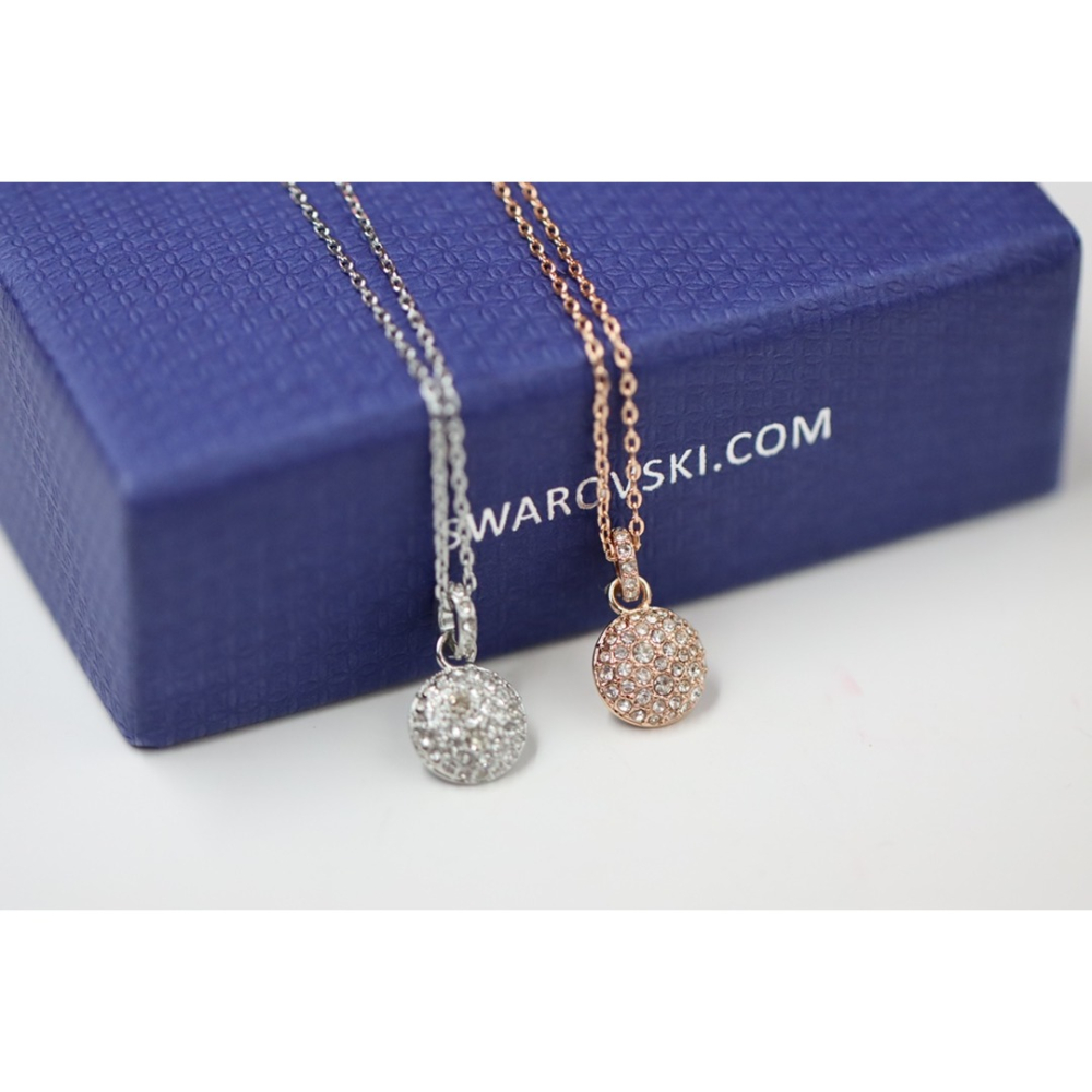 💕59Qoo批發💕女神節禮物❤️❤️ Swarovski 銀色玫瑰金 滿鑽小圓餅鎖骨項鍊  送原廠禮盒+購買證明+原-細節圖5