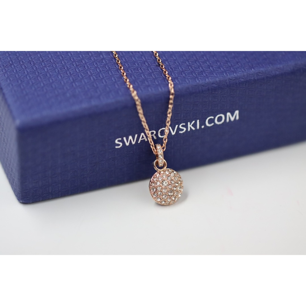 💕59Qoo批發💕女神節禮物❤️❤️ Swarovski 銀色玫瑰金 滿鑽小圓餅鎖骨項鍊  送原廠禮盒+購買證明+原-細節圖6