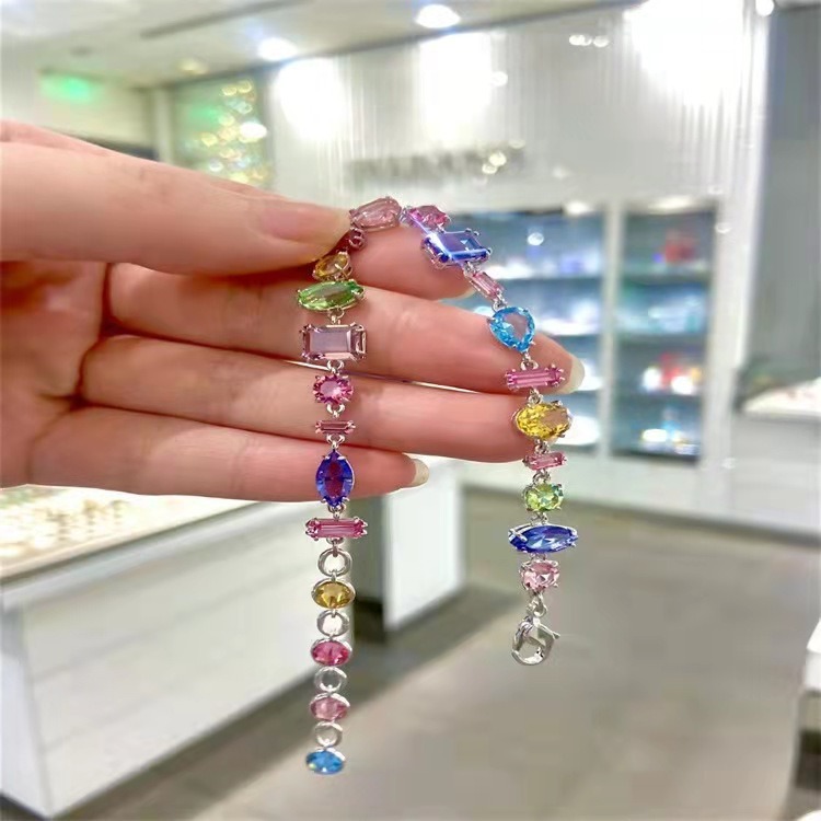 💕59Qoo批發💕Swarovski  新品Gema520手鍊女彩虹色流光溢彩水晶糖果手鍊施華洛水晶-細節圖2