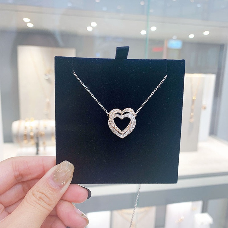 Swarovski  心心相印雙心形項鍊女施華洛元素水晶愛心鎖骨鏈-細節圖2