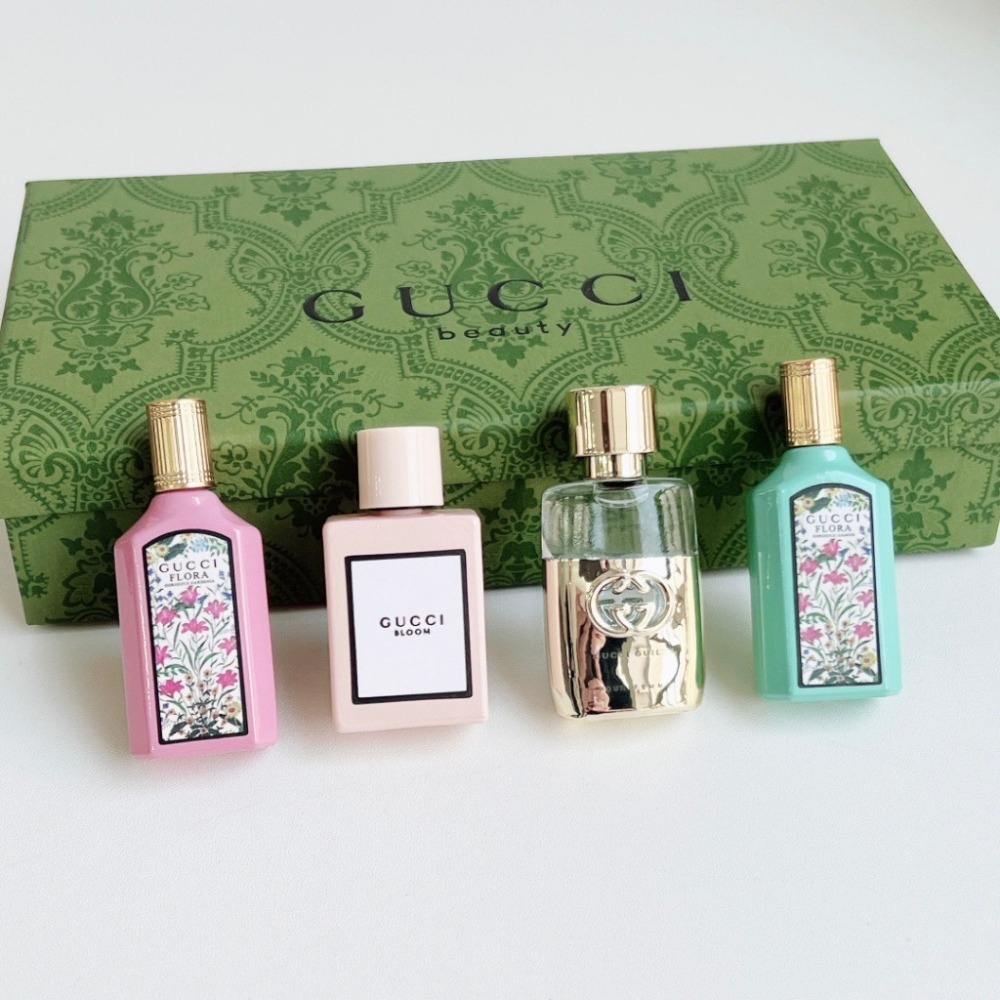 💕59Qoo批發💕G U C C I  綺夢香水小樣禮盒四件套 綺夢梔子花綺夢茉莉金色罪愛粉色繁花 Q版香水5ml*-細節圖4