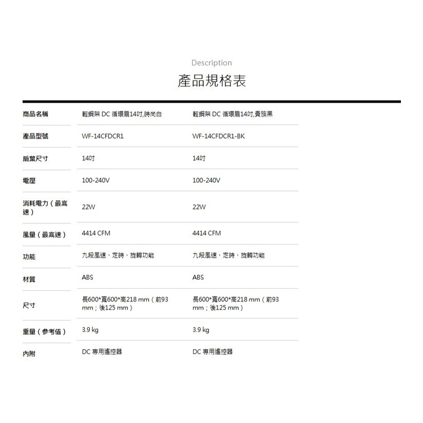 [挑燈Ya站] 舞光 楓光14吋輕鋼架DC循環扇/時尚白/貴族黑-細節圖5