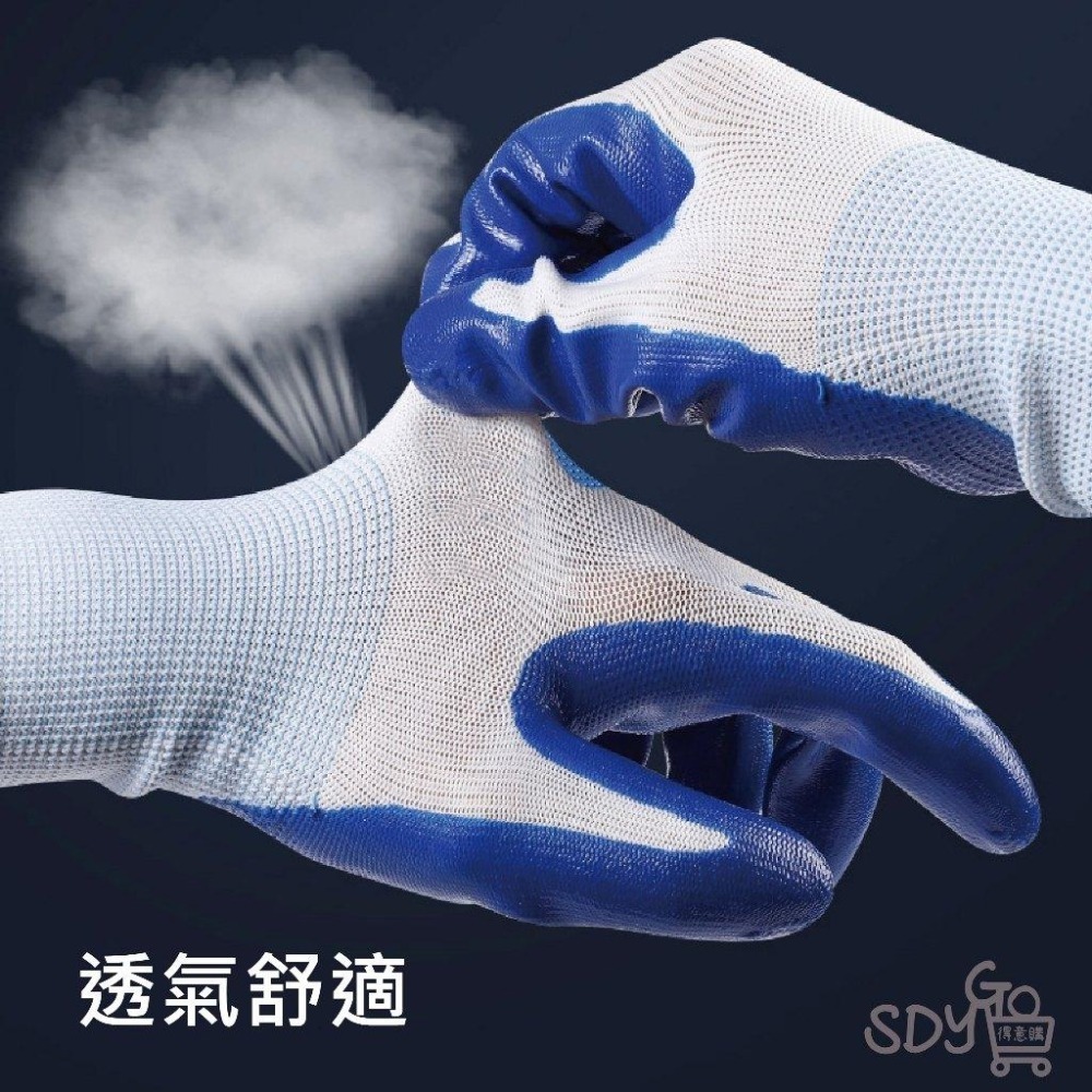 黑膠止滑透氣手套 12雙/包 耐撕拉 透氣 PU手套 工作手套 掌心塗佈 沾膠手套 防滑手套 止滑手套 丁腈-細節圖5