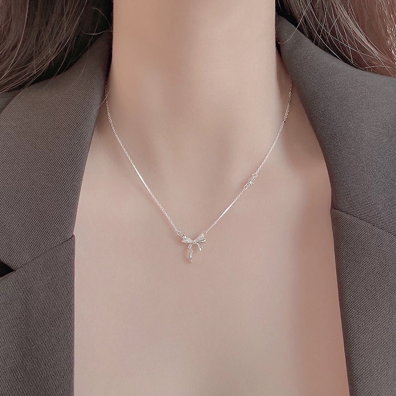 Like.acc❤️現貨 925純銀蝴蝶結🎀項鏈 鎖骨鍊P217-細節圖2