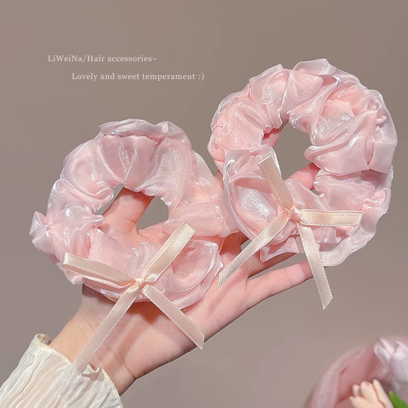 Like.acc 現貨 粉色蝴蝶結大腸髮圈H104-細節圖2