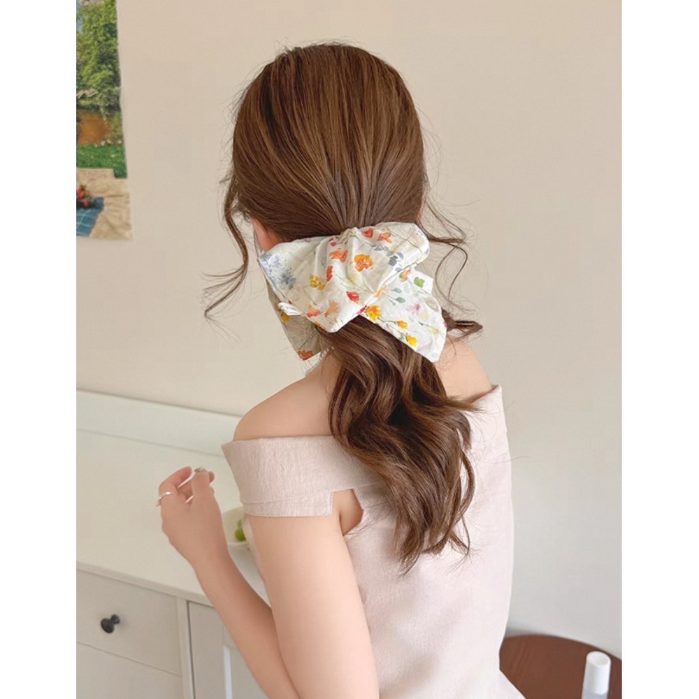 Like.acc 現貨 復古碎花方巾大腸圈H173-細節圖4