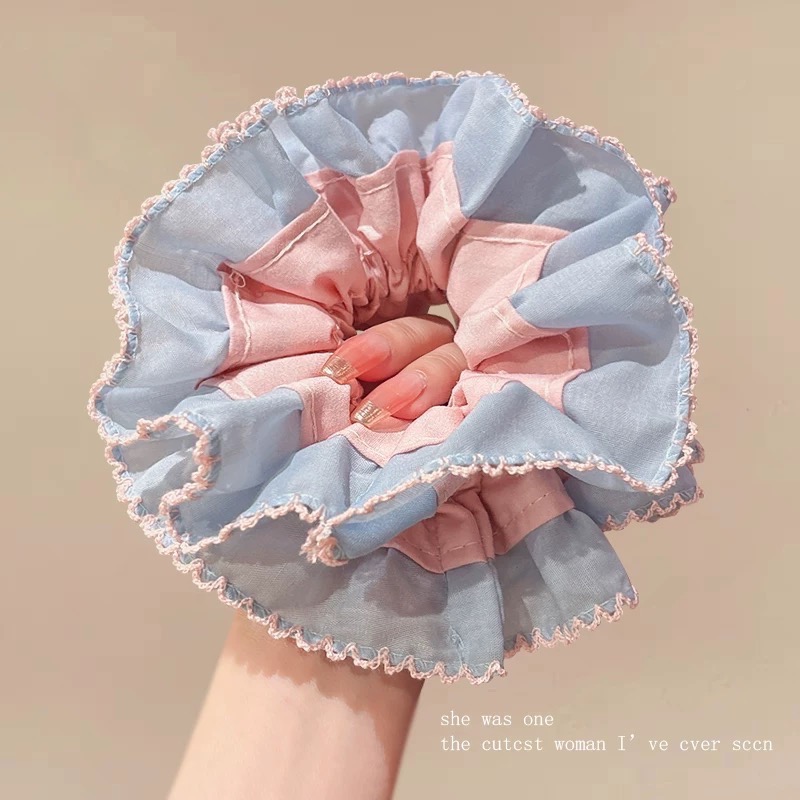 Like.acc 現貨 韓系甜美花邊雙層大腸圈H362-細節圖2