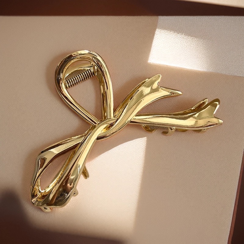 Like.acc 現貨 蝴蝶結🎀氣質金屬抓夾 鯊魚夾H858-規格圖3