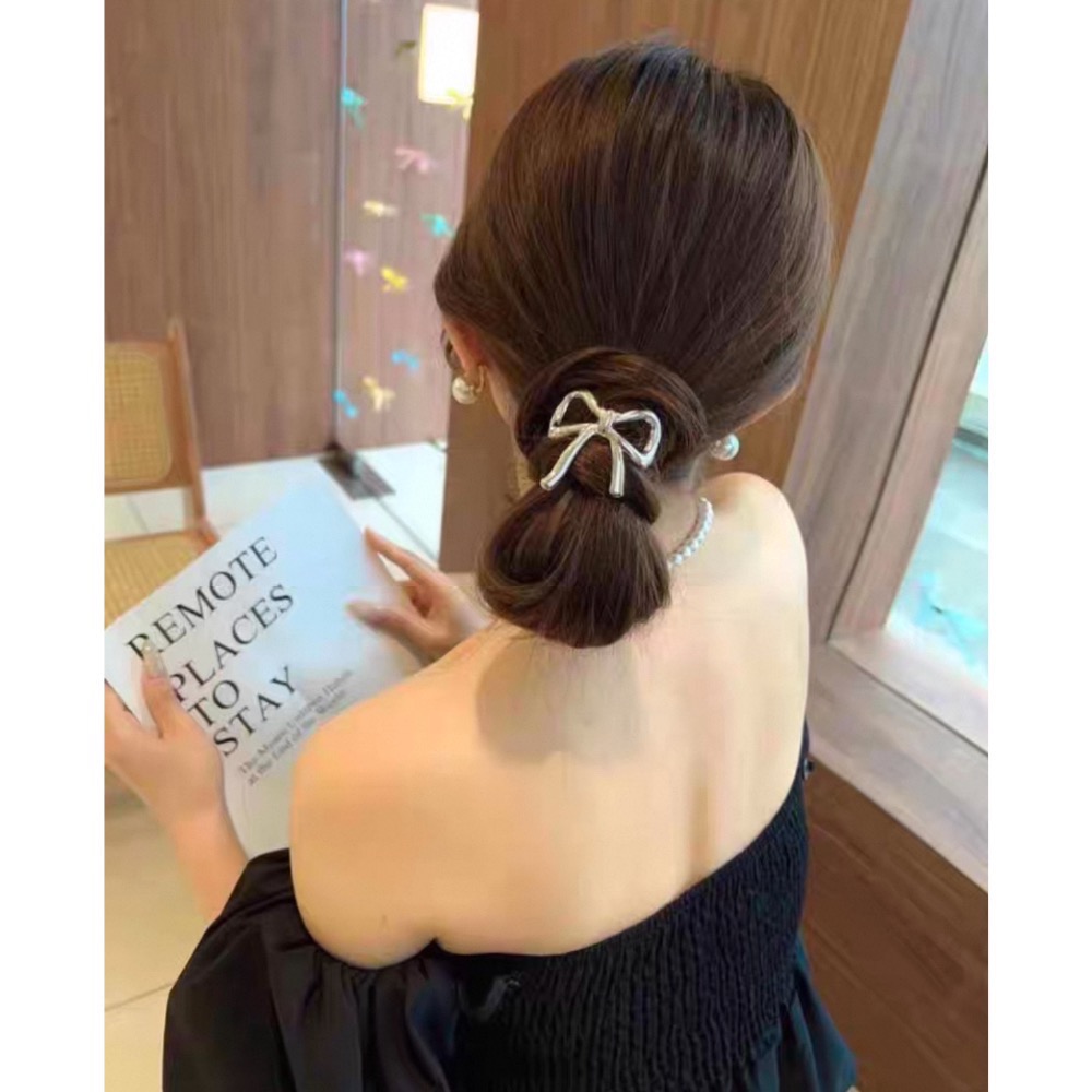 Like.acc 現貨 慵懶感鏤空金屬蝴蝶結🎀髮圈H566-細節圖2