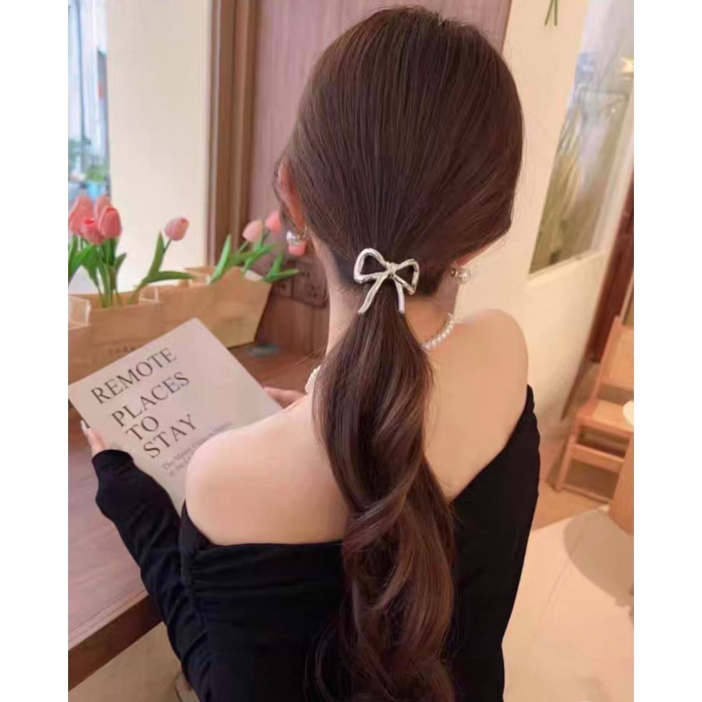 Like.acc 現貨 慵懶感鏤空金屬蝴蝶結🎀髮圈H566-細節圖3