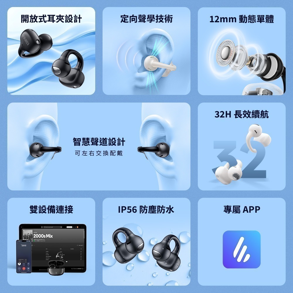 【限時購】EDIFIER Comfo Q 開放式耳夾藍牙耳機/隨機出貨-細節圖2