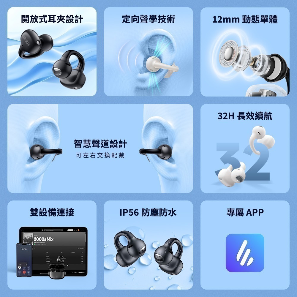 【限時購】EDIFIER Comfo Q 開放式耳夾藍牙耳機/隨機出貨-細節圖2