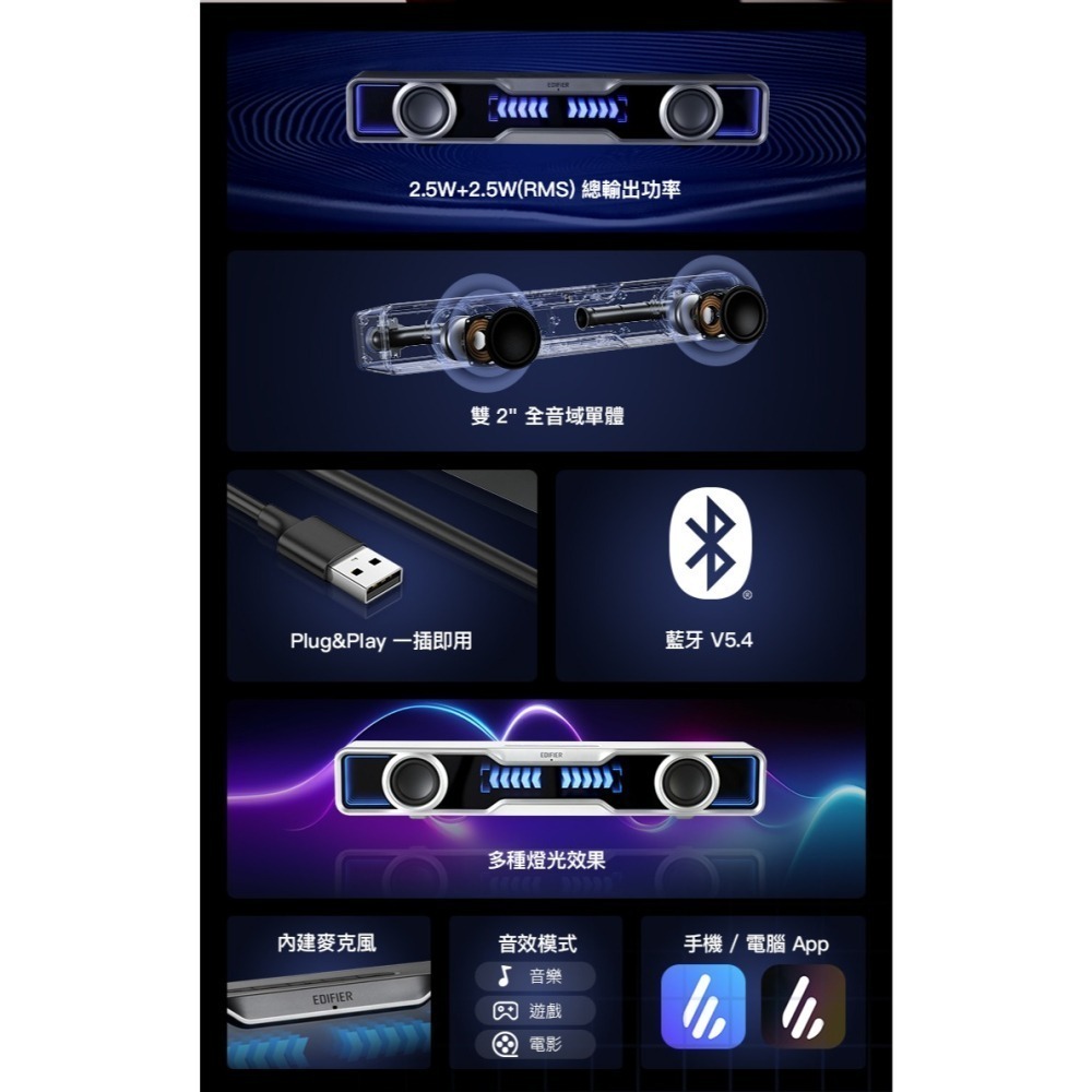 EDIFIER 潮酷『Bar』QS30 桌面藍牙聲霸-細節圖2