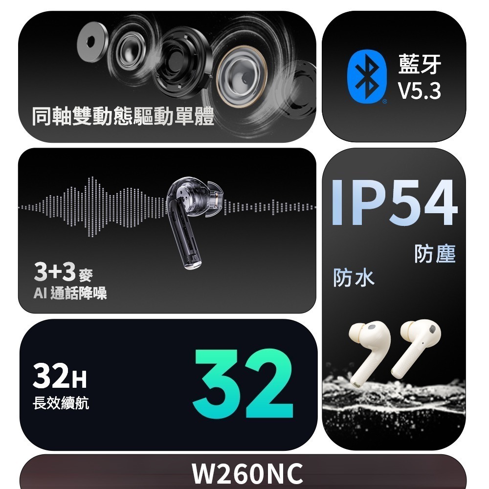 EDIFIER  W260NC 主動降噪真無線耳機-細節圖2