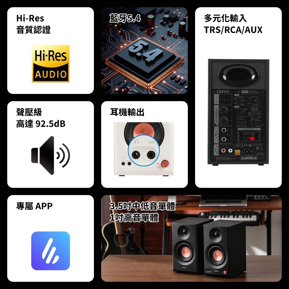 EDIFIER MR3 2.0專業監聽喇叭-細節圖2