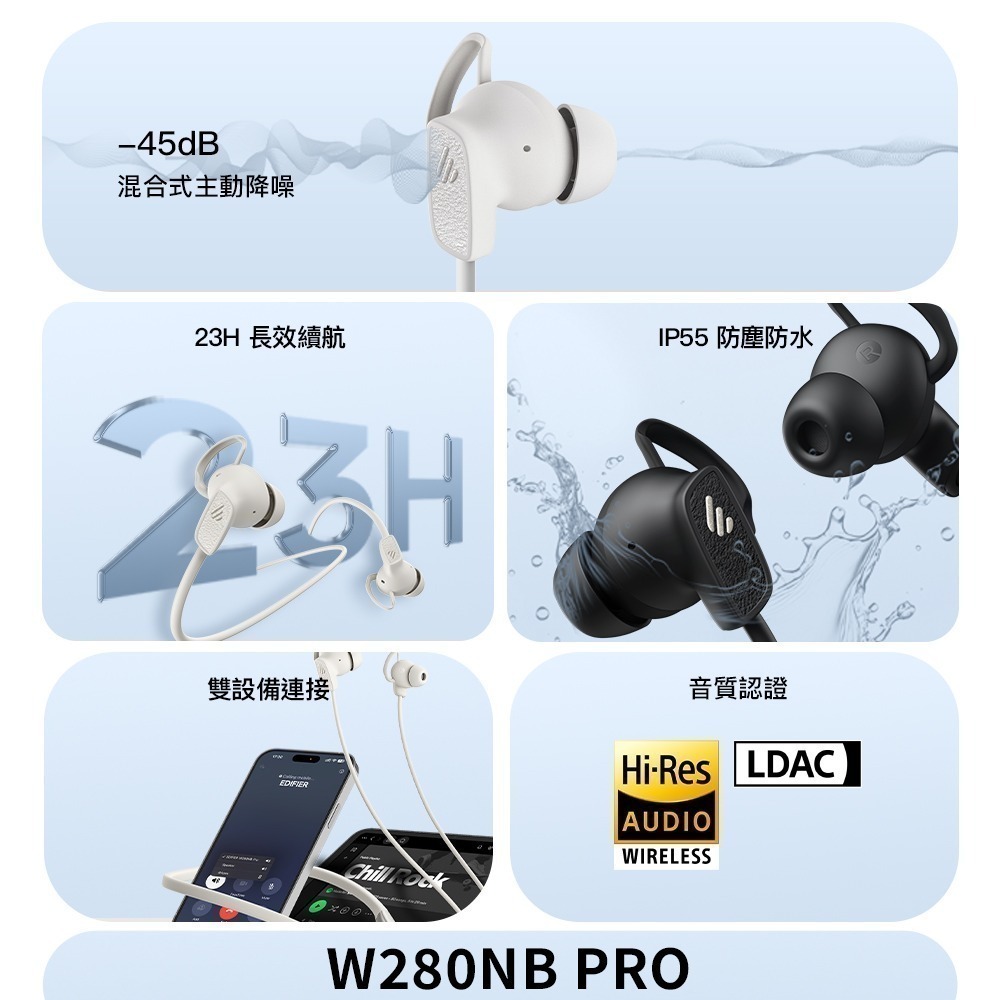 【限時購】EDIFIER W280NB Pro 頸掛式無線抗噪耳機-細節圖3