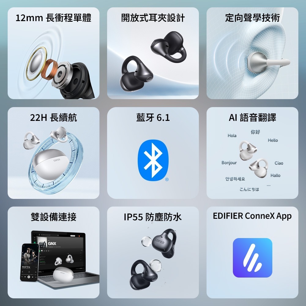 EDIFIER Comfo Bass 開放式耳夾藍牙耳機-細節圖2