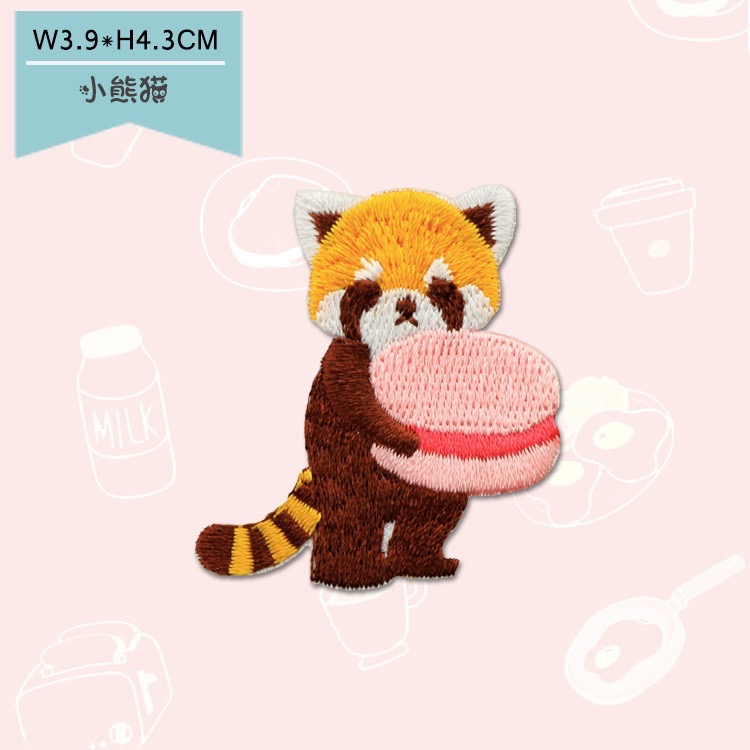 [COZY deer] 現貨 刺繡 甜點 可愛動物 熊貓 自黏 免熨燙 免縫 補丁貼 手機 手機裝飾 手作 DIY-規格圖1