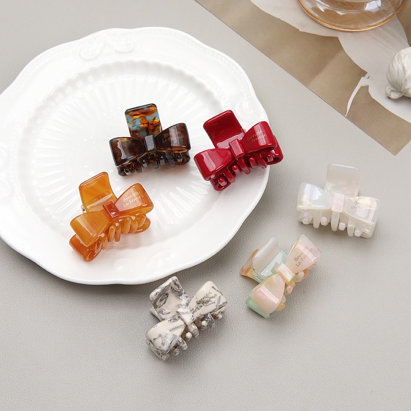 [COZY deer] 現貨 新款 韓版  醋酸 蝴蝶結 抓夾 髮飾 髮夾 迷你鯊魚夾 氣質 高級感 時尚 簡約-細節圖2