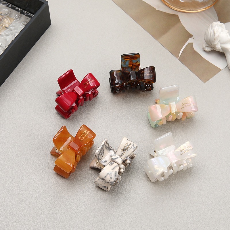 [COZY deer] 現貨 新款 韓版  醋酸 蝴蝶結 抓夾 髮飾 髮夾 迷你鯊魚夾 氣質 高級感 時尚 簡約-細節圖3