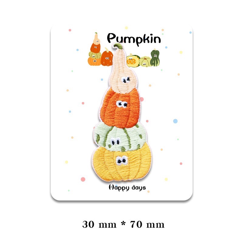 [COZY deer] 現貨 新款 自黏 南瓜 頭像 刺繡 刺繡貼 布貼 書包 手帳 裝飾貼 衣服 破洞 補丁貼 手機貼-規格圖5