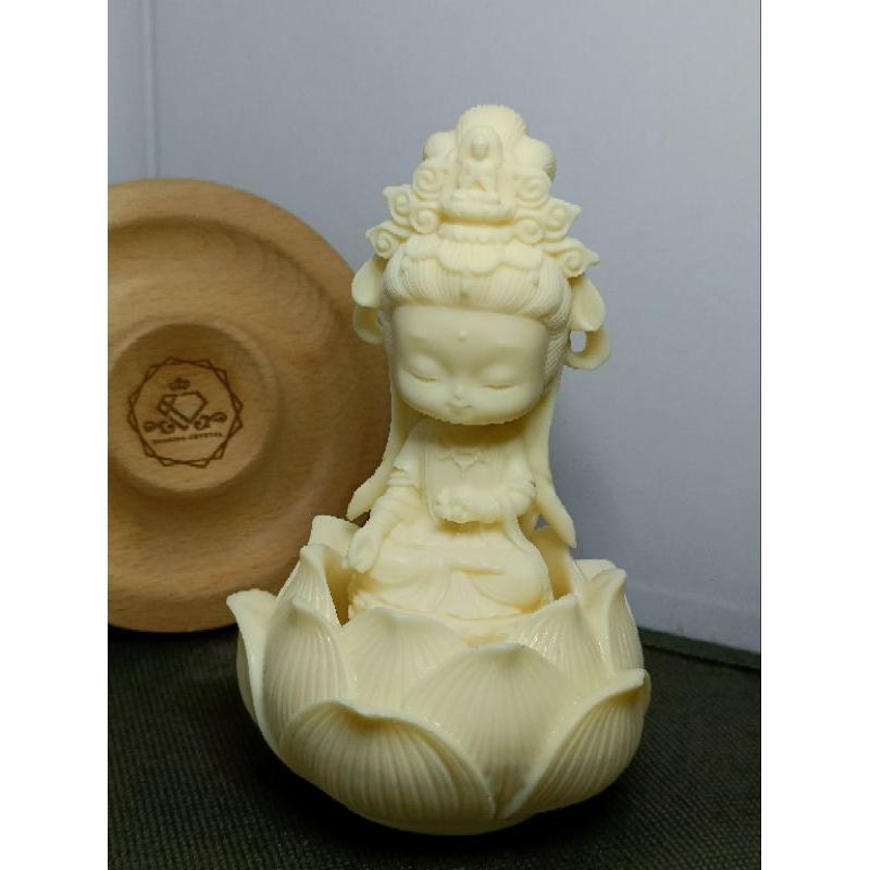 👑Rc慢漫石光💫象牙果 雕刻 觀音 蓮花座 寶寶佛 媽祖 翅膀 聚寶盆 擺件-細節圖2