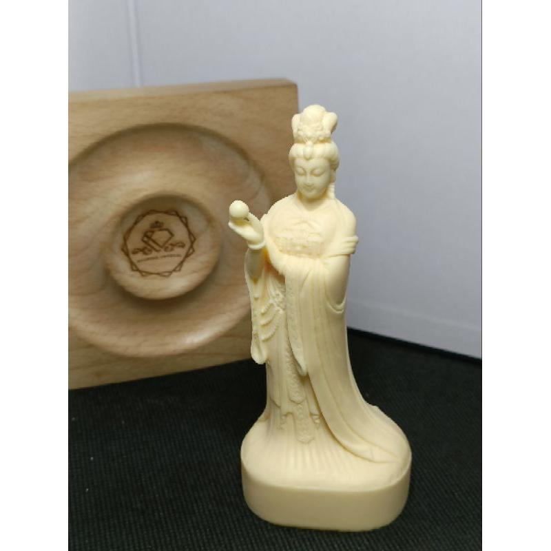 👑Rc慢漫石光💫象牙果 雕刻 觀音 蓮花座 寶寶佛 媽祖 翅膀 聚寶盆 擺件-細節圖7