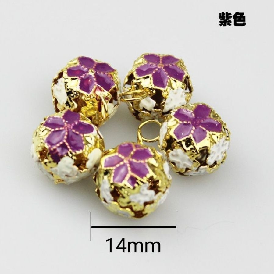 14mm 七彩鏤空小鈴鐺 DIY 手工配飾手鍊飾品材料寵物聖誕彩鈴鐺-規格圖2