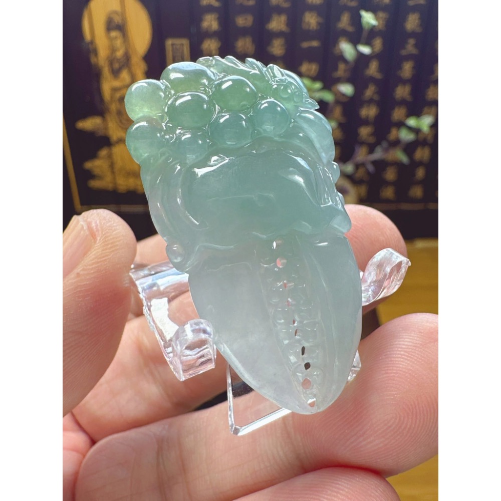 天然翡翠A貨-福在眼前成果豐碩獨佔鰲頭 商品編號060707-細節圖3
